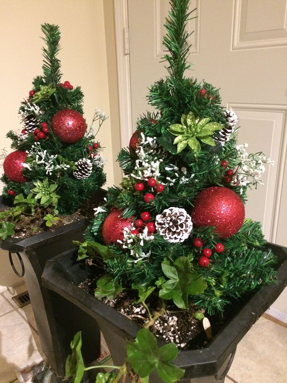 And then add berries. The stems had a lot of clusters on them so I kept adding until there weren't any obvious bare spots.