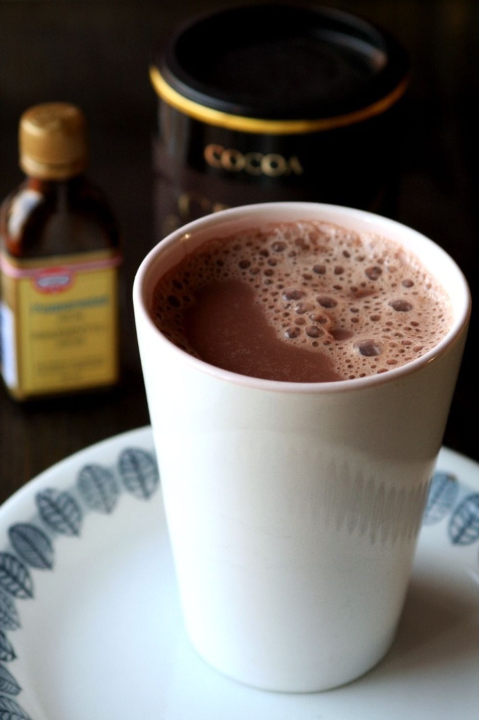 And then after the jug boils you poor the hot water into the cup with your ingredients in it