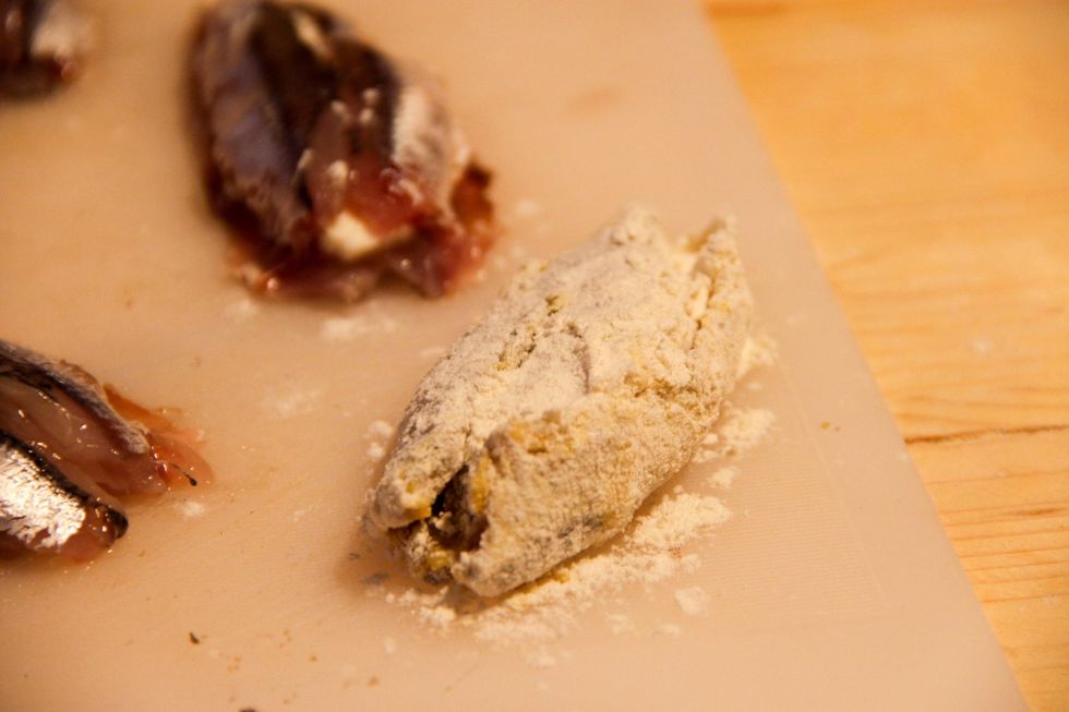 And then dip in flour. Do twice