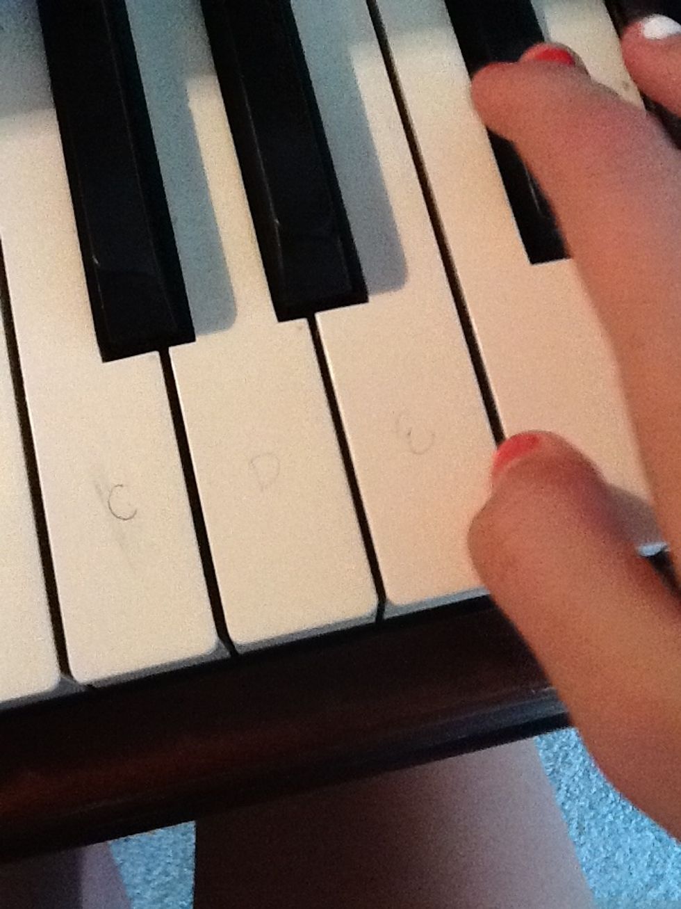 And then find E go one spaces over to the right and go up to that black key