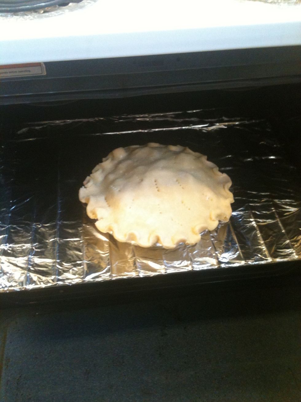 And then I stick it in the oven at 425 degrees for 10 minutes then lower it to 350 degrees for about 40 minutes. But keep an eye on it! Every time I bake a pie it's different.