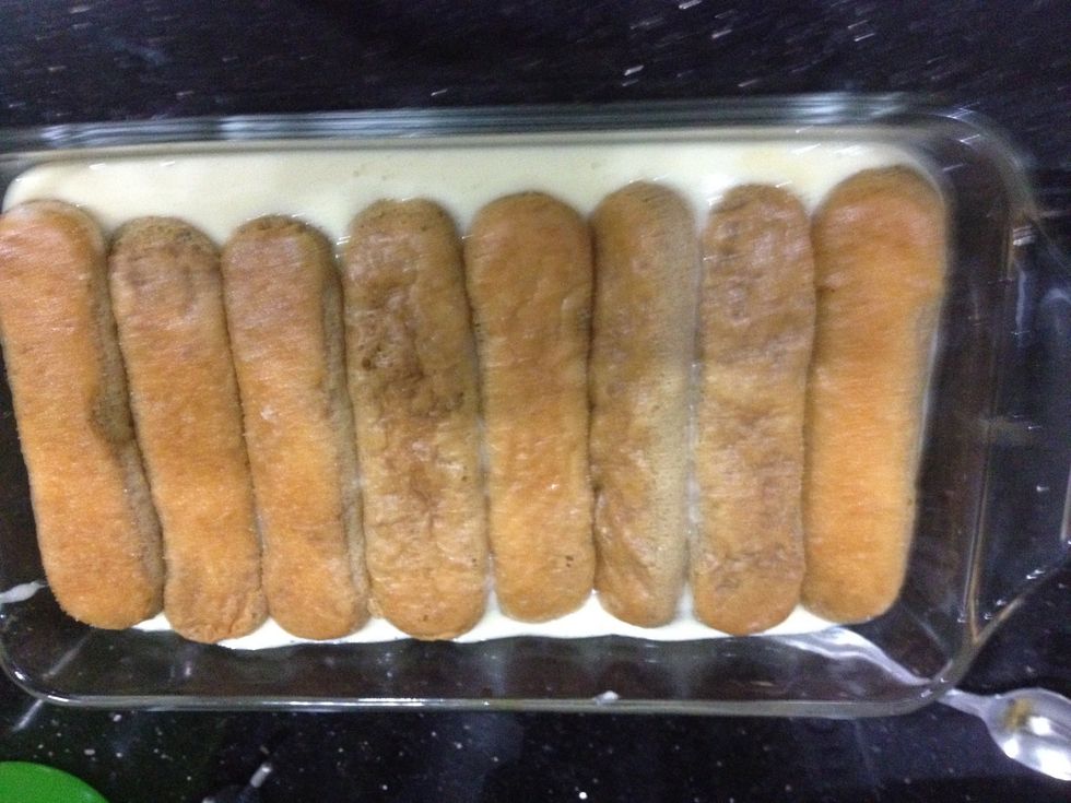 And then more savoiardi which are dipped in the coffee.