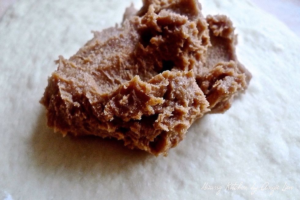 And then place the sugar cinnamon mixture on top of the rectangle.