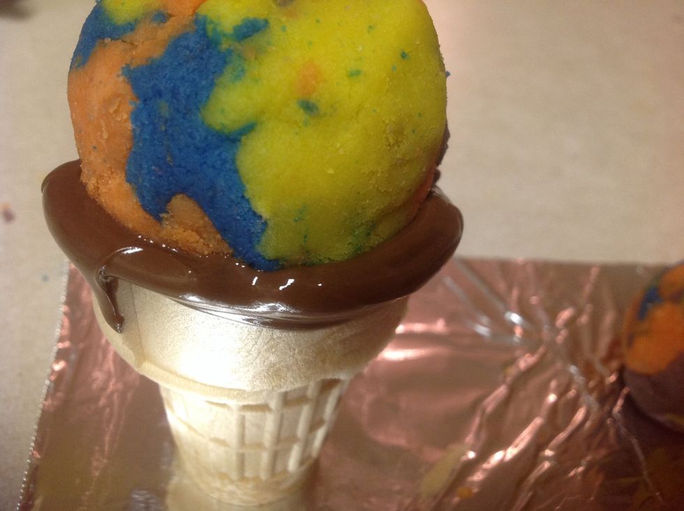 And then put your ball on top of the cone.