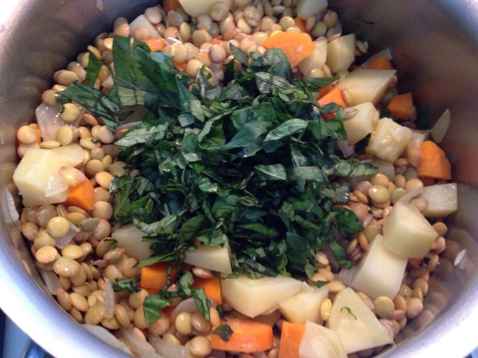 and then the basil and mix