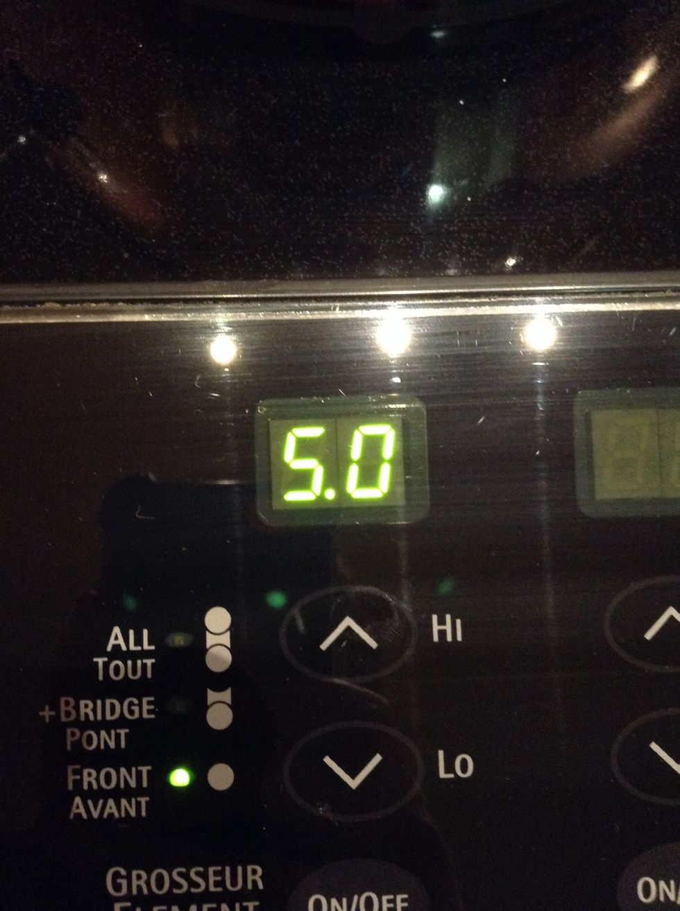 And then turn the temperature to medium or 0.5