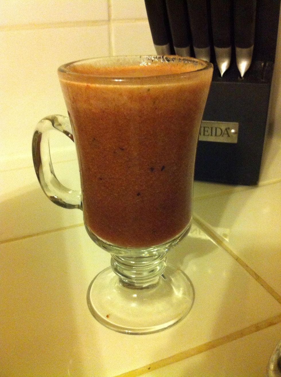 And there you go!! A good amount of your fruits in vegetables without having to chew every single one.