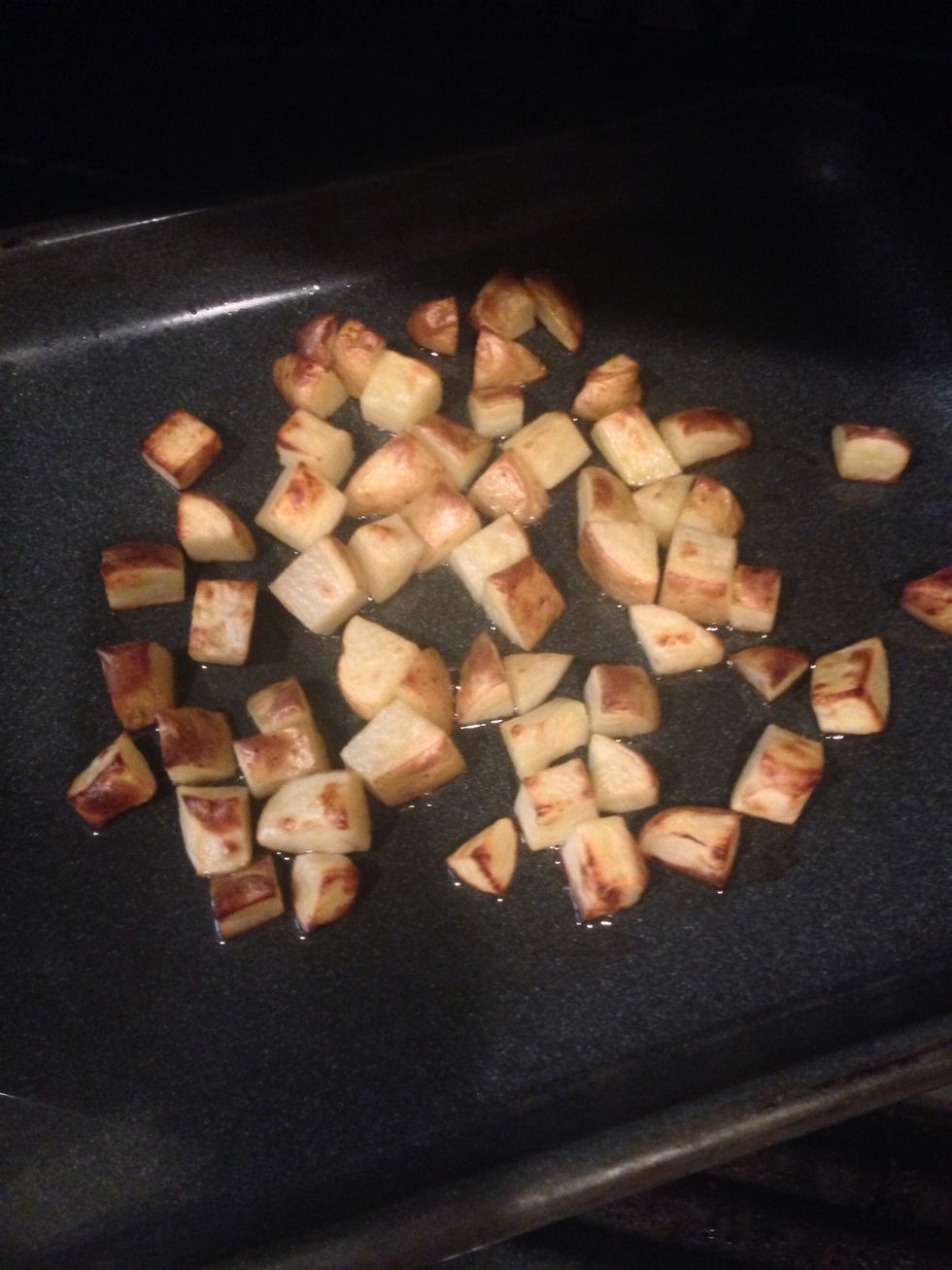 And these are  the potatoes  with a lovely golden color.