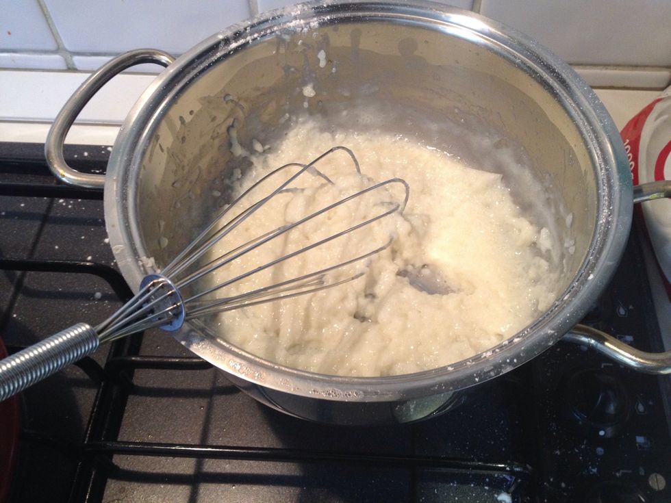 and this is the cream ! YOU HAVE TO LET IT BE COLD and then whip the cream and add it to the milk cream and mix fast