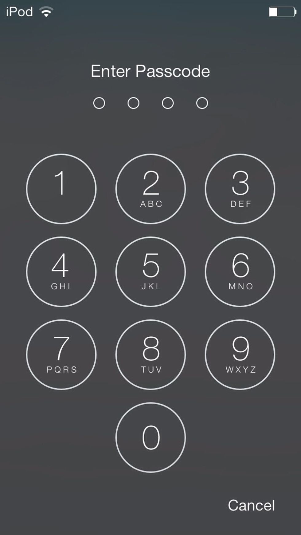 And this is the passcode screen