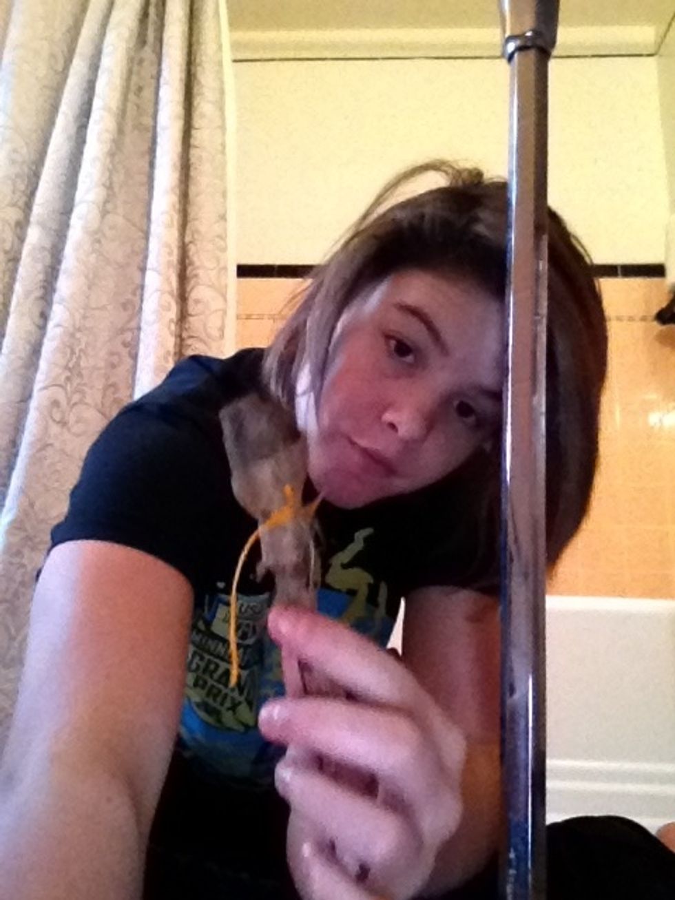 And tie it around the bottom of the leaves real tight