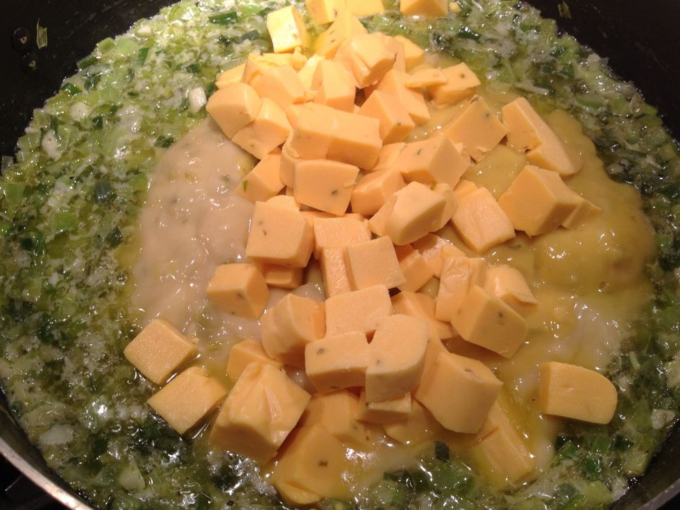 And toss in your cheese. Stir this mixture until melted and thoroughly combined.