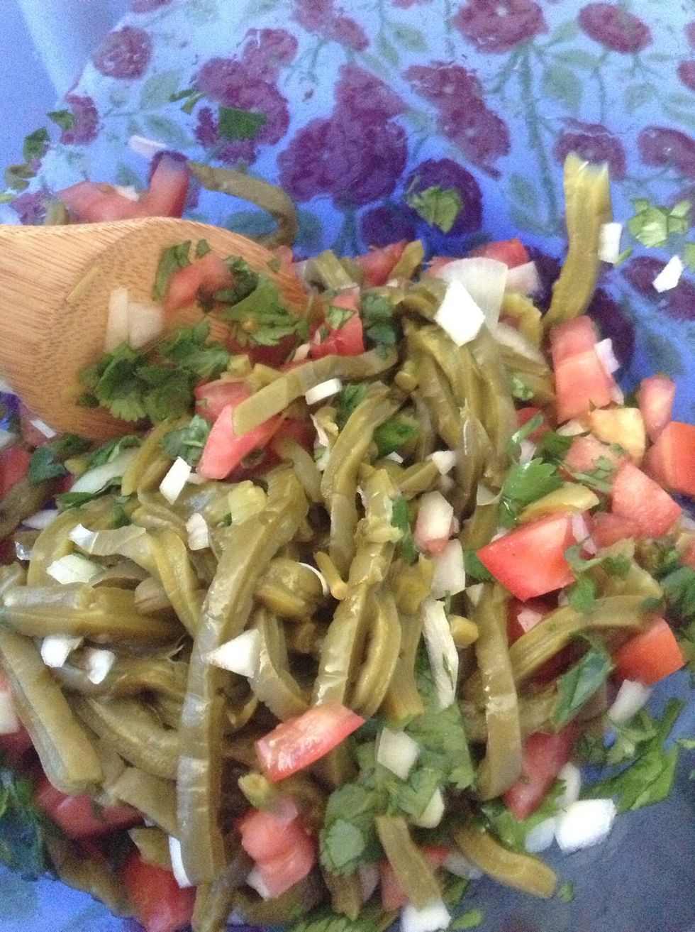 . . .and toss into the bowl and stir.