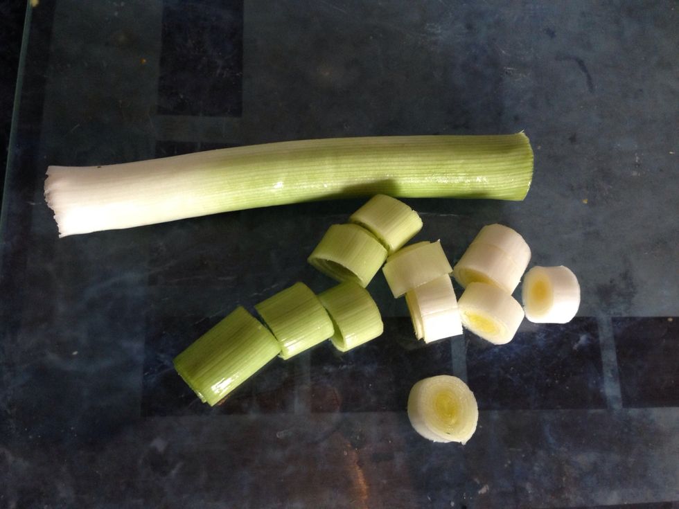 And trim and chop the leeks into chunks
