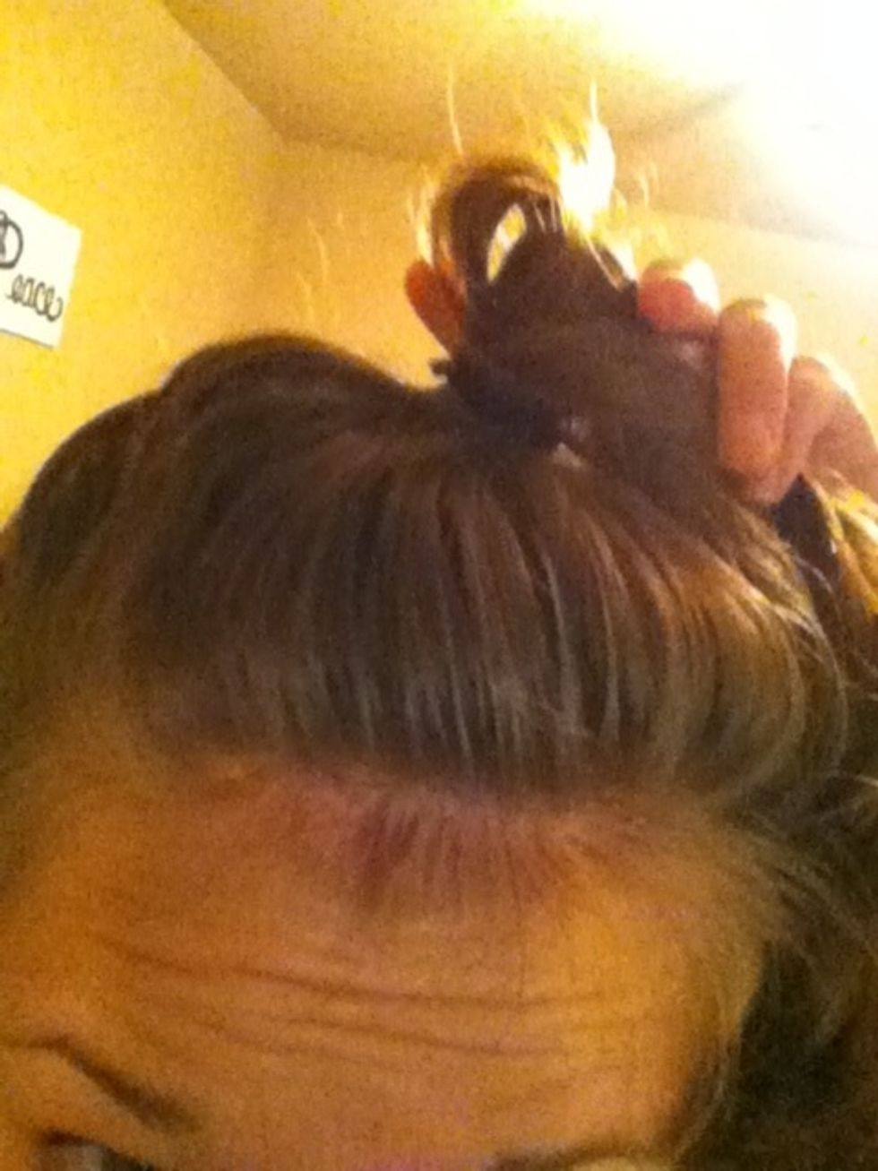 And tuck the end into the ponytail HOLDER