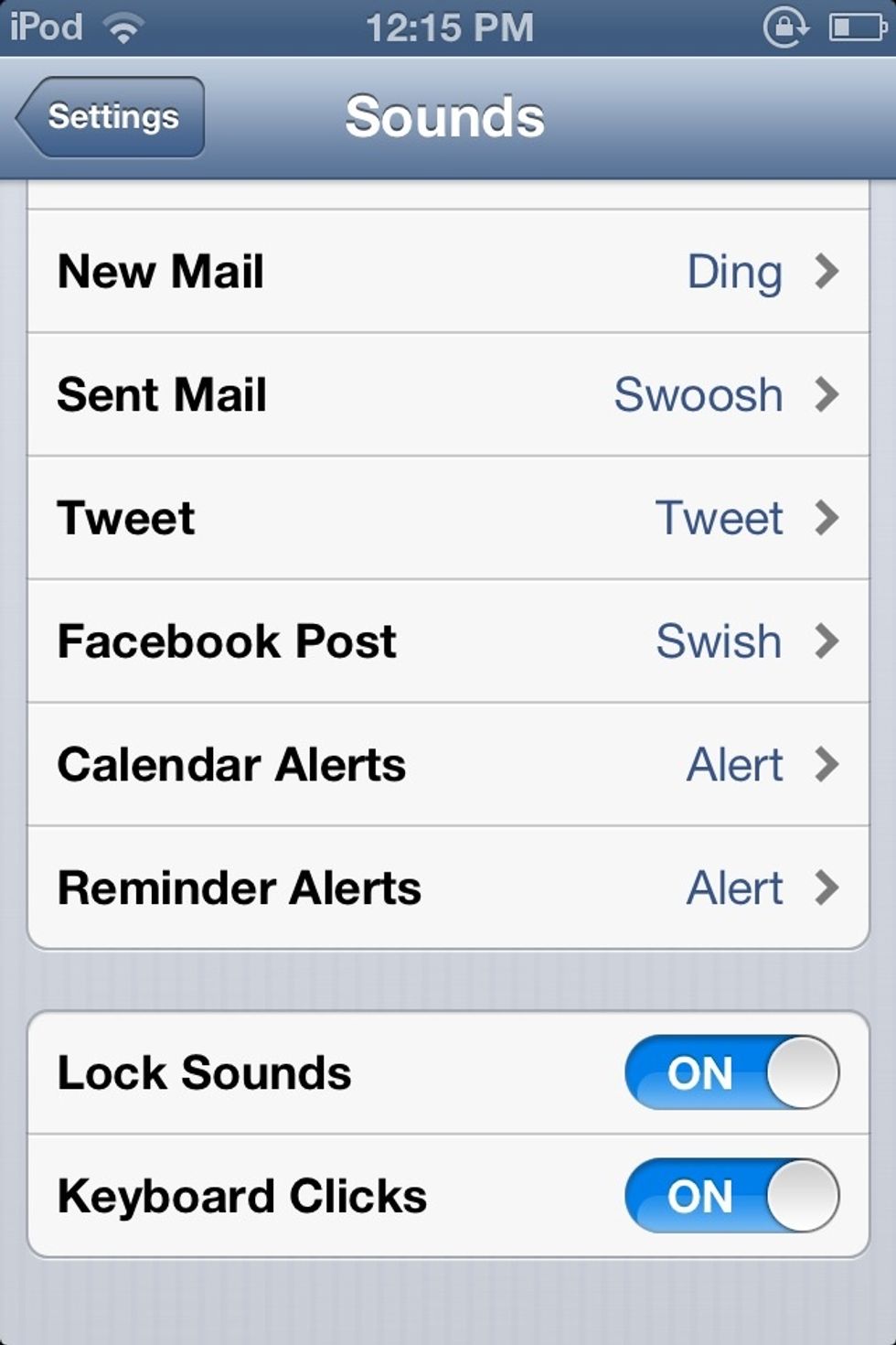 And turn on "Lock Sounds" and "Keyboard Clicks"!!! Ta-Da! Now you can get more sleep and save that battery of yours! Enjoyyyy ^_^