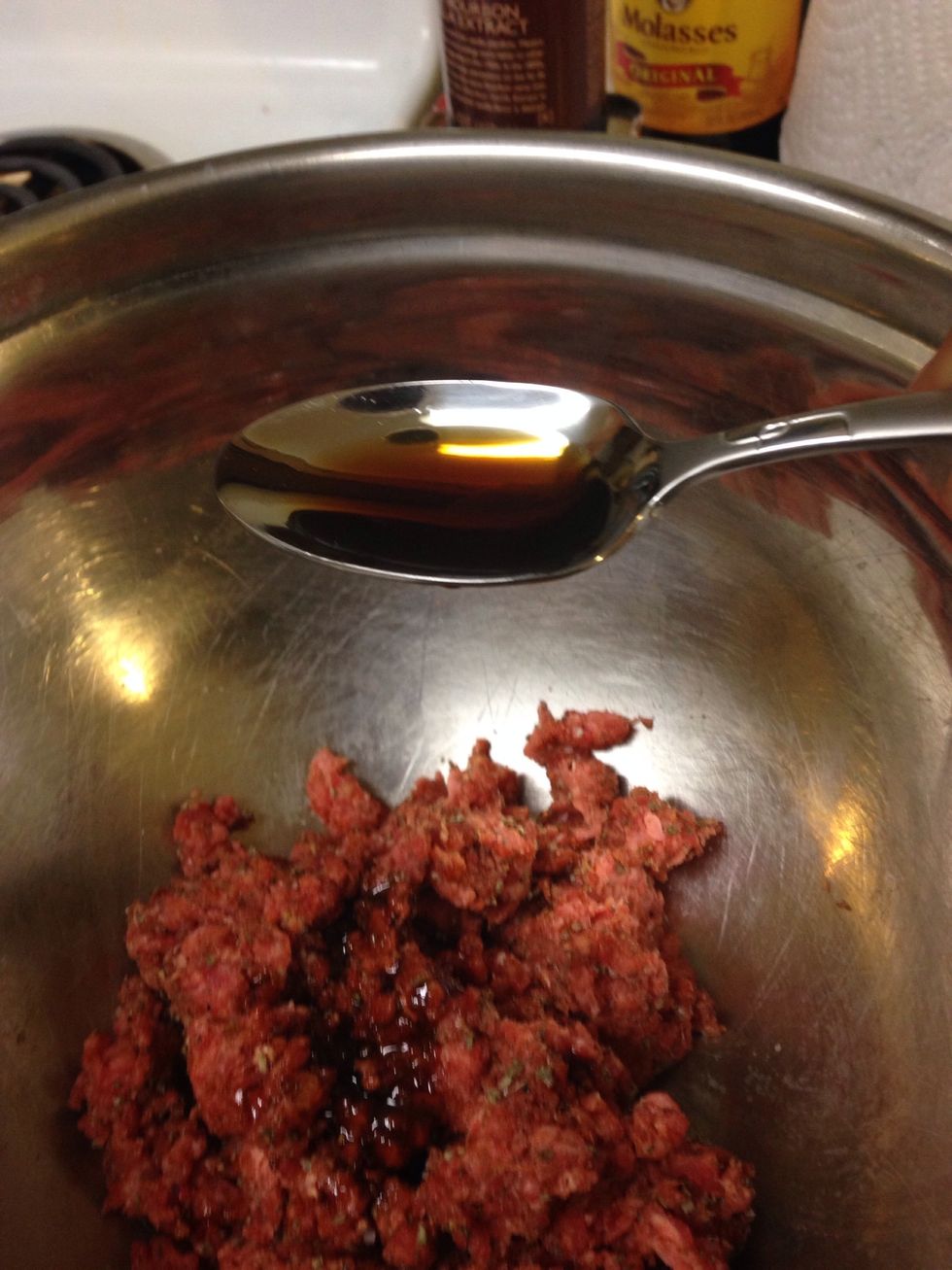 and Vanilla then mix this together as well. Prepare a clean surface such as a plate or pan. *Note: A quick cooking spray shot on the surface will help handling of the sausage a little easier later!!