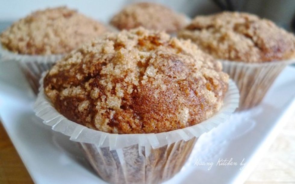 And we're done! Enjoy these banana crumb muffins for breakfast, snack or anytime of the day. For more, like us on Facebook & get instant updates on our latest recipes at www.Facebook.com/huangskitchen