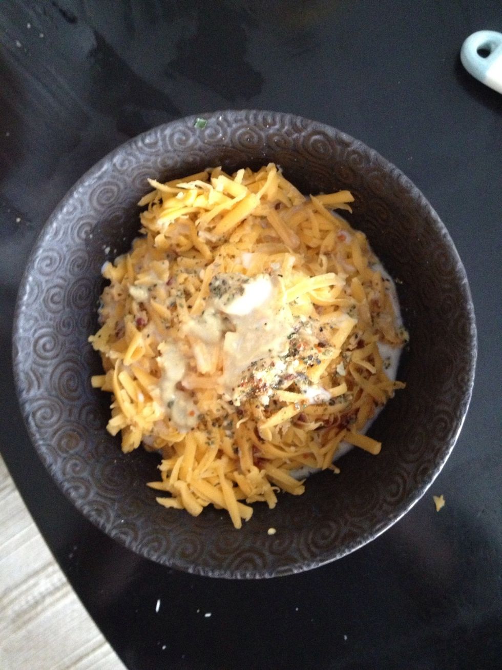 And Worcestershire sauce, milk, pepper...