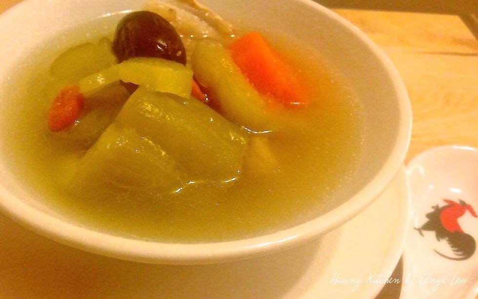 And you're done! Serve the soup warm with steamed rice. For more details on this nutritious soup please access http://www.huangkitchen.com/bitter-gourd-pork-ribs-soup. SO ENJOY!