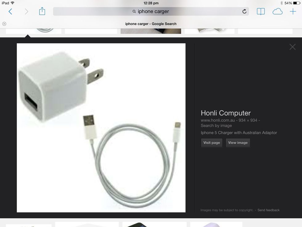 And your charger and plug your charger into your phone and the other end of it into the....
