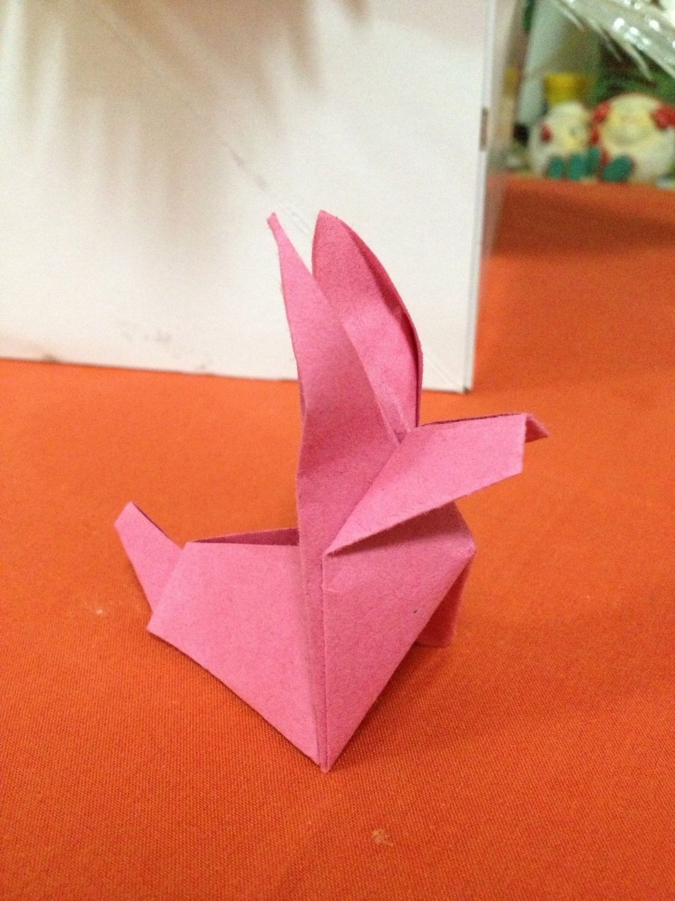 And your origami rabbit is done. Thank you for checkin' this out. Like. Comment. And follow.