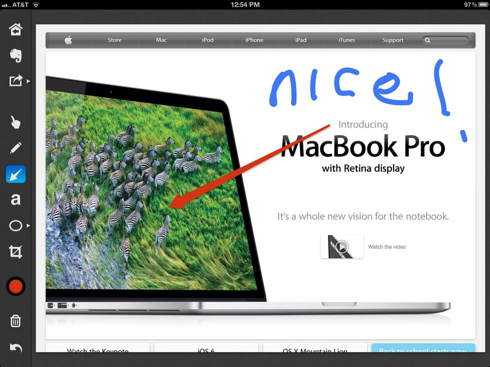 Annotate web clippings and photos with arrows.