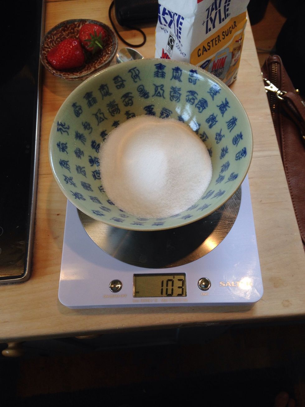 Another 100g of caster sugar (I measured out 100g twice)