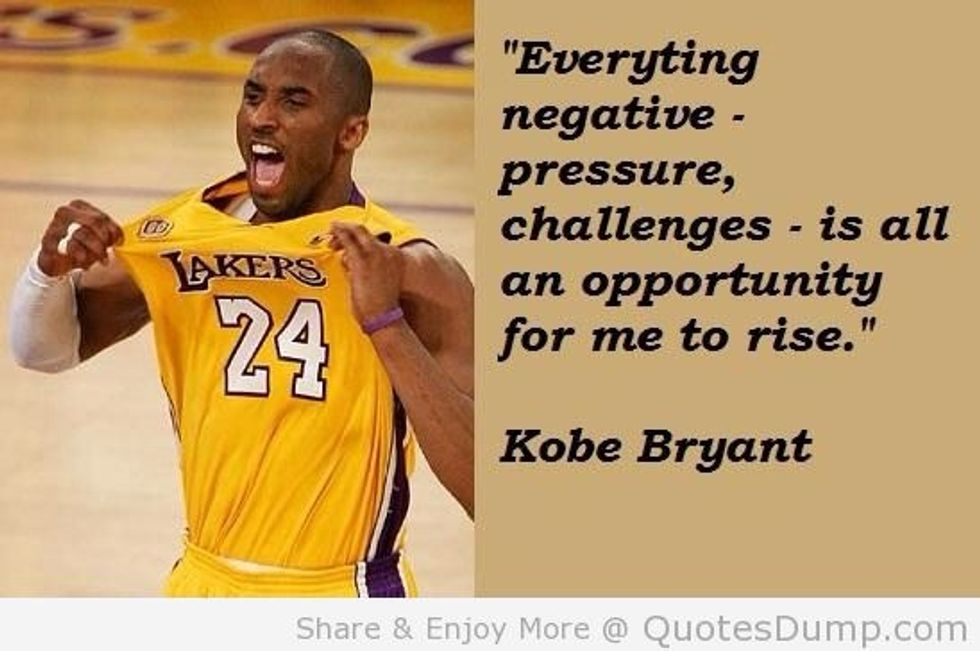 Another athlete that portrays success is Kobe Bryant. He believes failure and all negative thing as an opportunity to succeed. His mindset made him one of the most respected basketball players ever.