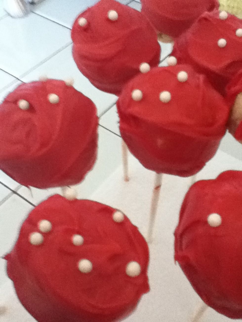 Another easy way to decorate is to add sugar pearls before the chocolate dries