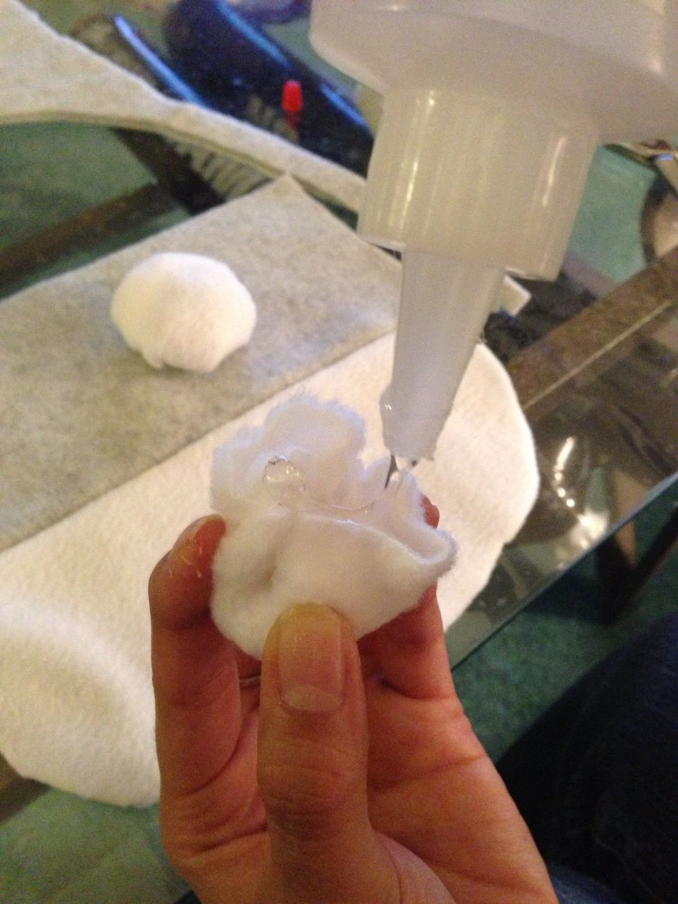 Another example how im gluing.  Apply and press in sticky icky but keep holding the eyeball the way u want until it starts to dry. Blowing on it kinda helps the drying speed up