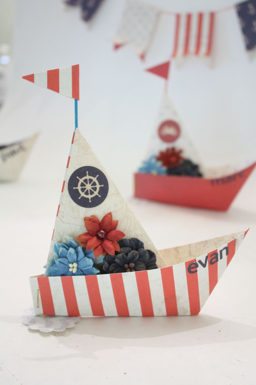 origami sailboat party favor