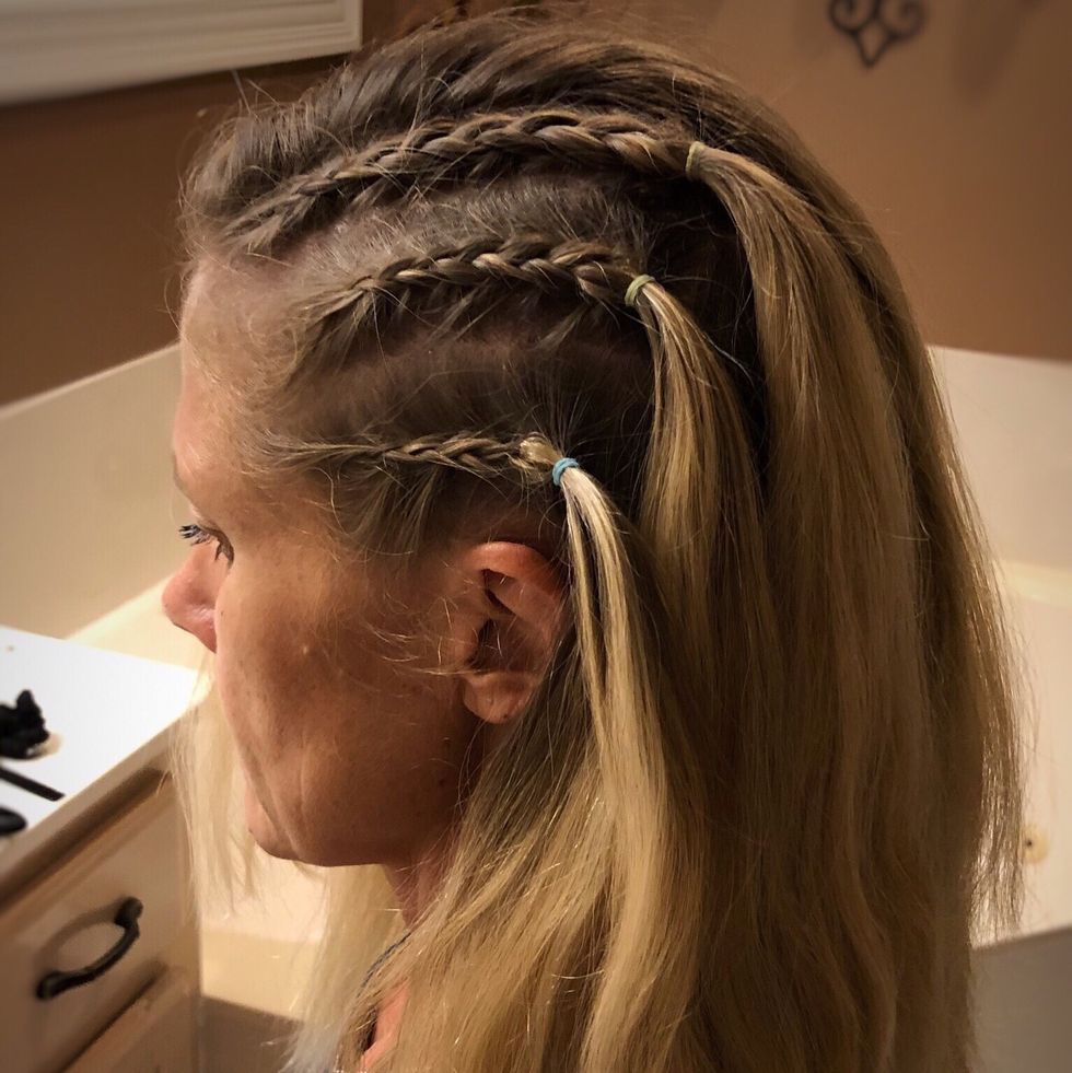Another option is to only braid 3 sections and end them early to create a look like this: