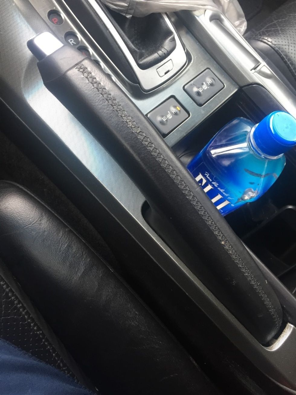 Another safety precaution! Engage the emergency brake to avoid the car rolling away and causing injury. Keep in mind that your emergency brake may be found under your dash board, near your left leg.