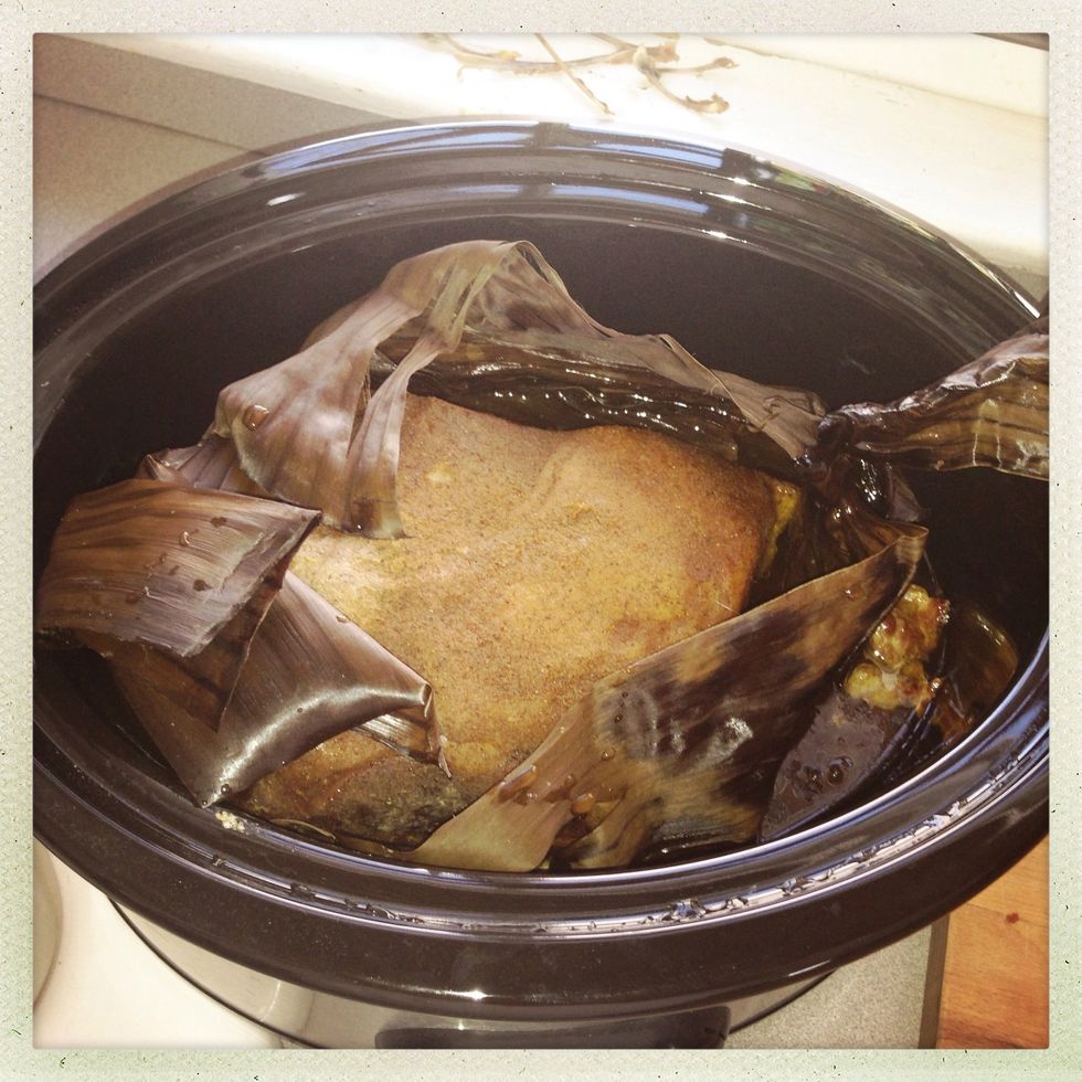Another shot. Alternatively you can just use seasoned pork butt in the pot all alone. The leaves impart an herbaceous and floral flavor.