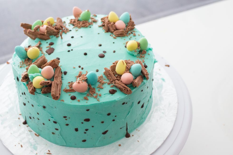 Another view: http://annezca.blogspot.ca/2015/04/speckling-chocolate-easter-egg-cake.html