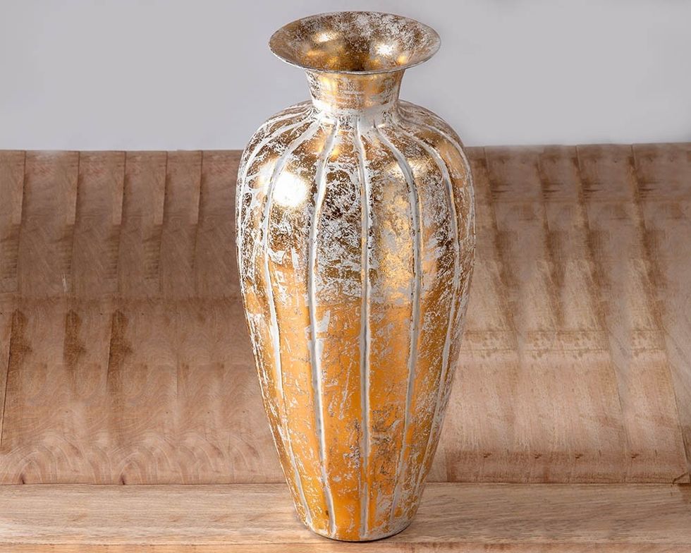 Antique Gold Stripe Patterned Vase, Shop Now:- https://www.maddhome.com/decorative-vases/antqiue-gold-stripe-vase.html