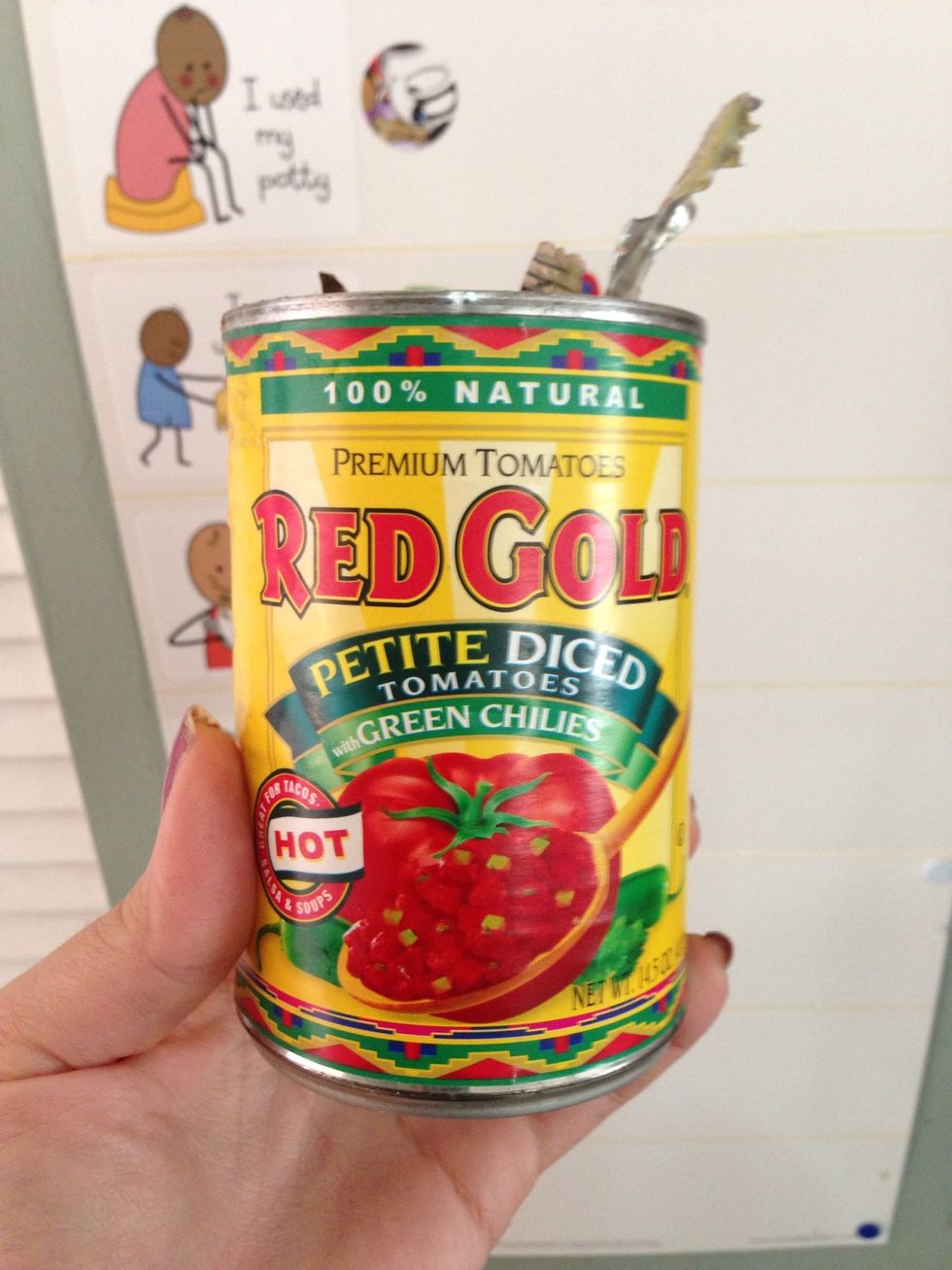 Any canned diced tomatoes will work, but I like these because they have a kick to them.