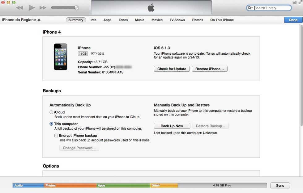 Aparecer\u00e1 na tela as informa\u00e7\u00f5es do seu device.