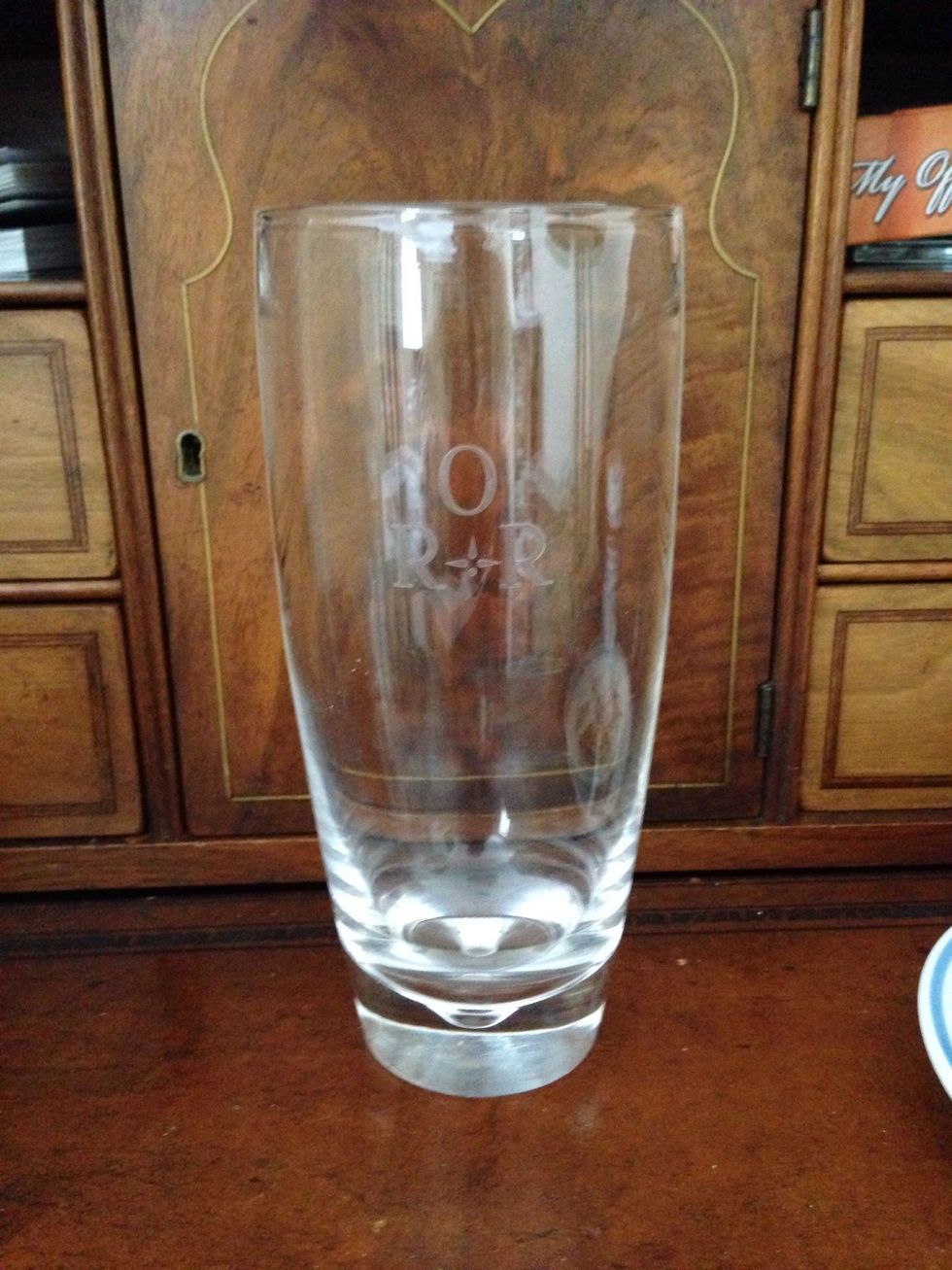 Apart from excellent doughnuts, nutmeg reminds me of Christmas morning, drinking my Dad's milk punch from this beautiful glass. You won't see the recipe in a Snapguide, though. Here's why: