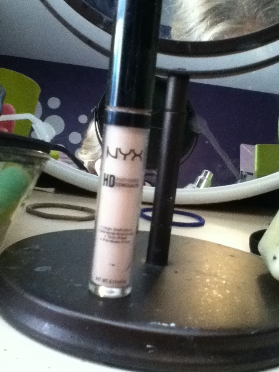Apple a concealer on blemishes, under eye circles, and spots you'd like to hightlight(: this is my favorite concealer, NYX HD concealer(: