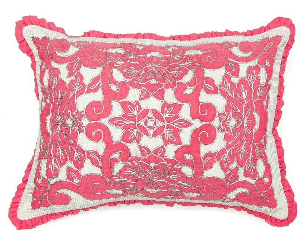 Applique Dori Emobroidered Lace Cushion Cover With Ruffle Piping, Shop Now:- https://www.maddhome.com/applique-dori-emobroidered-lace-cushion-cover-with-ruffle-piping.html