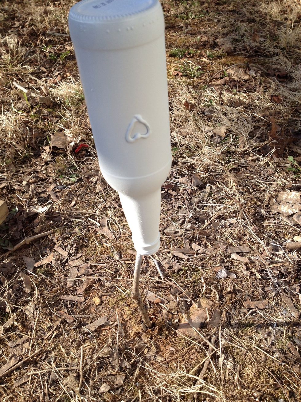 Apply 2 even coats of primer. (I have a stick rigged to hold up my bottle!)