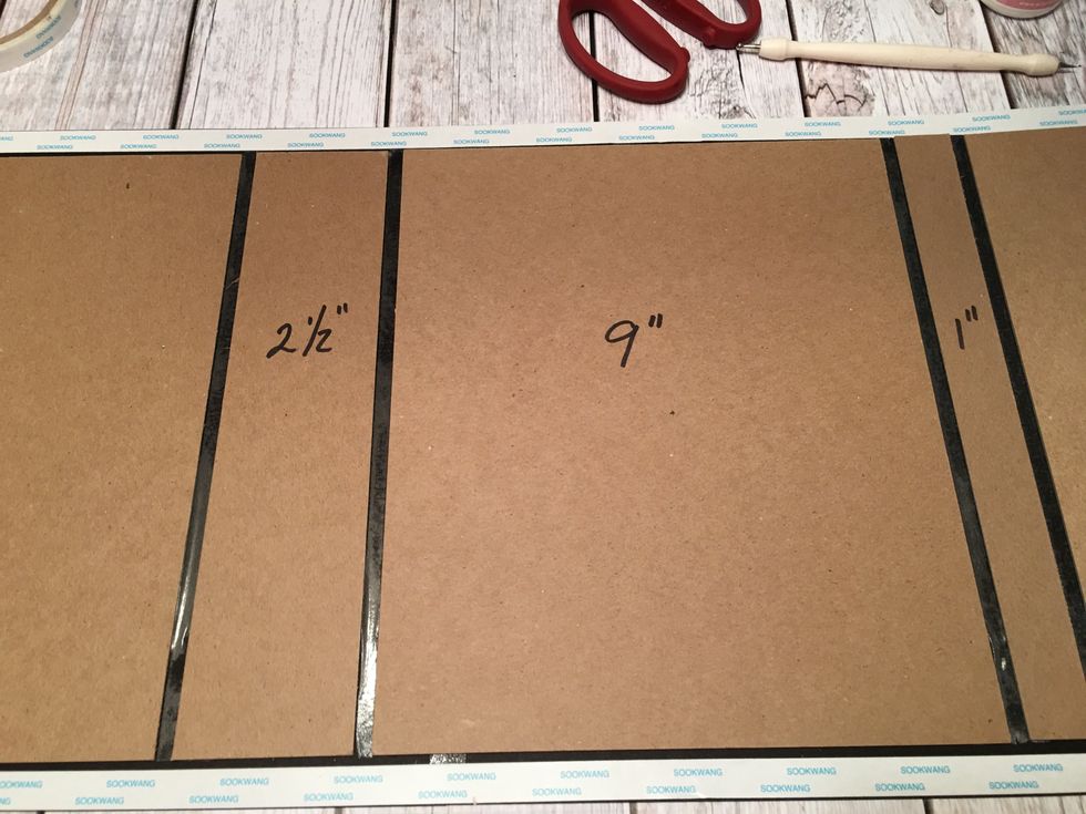 Apply 3/8" scor-tape to the card stock edges that extend on all four sides.