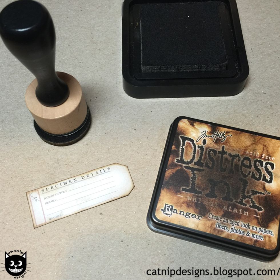 Apply a bit of Walnut Stain over the Antique Linen on the edges of both front...