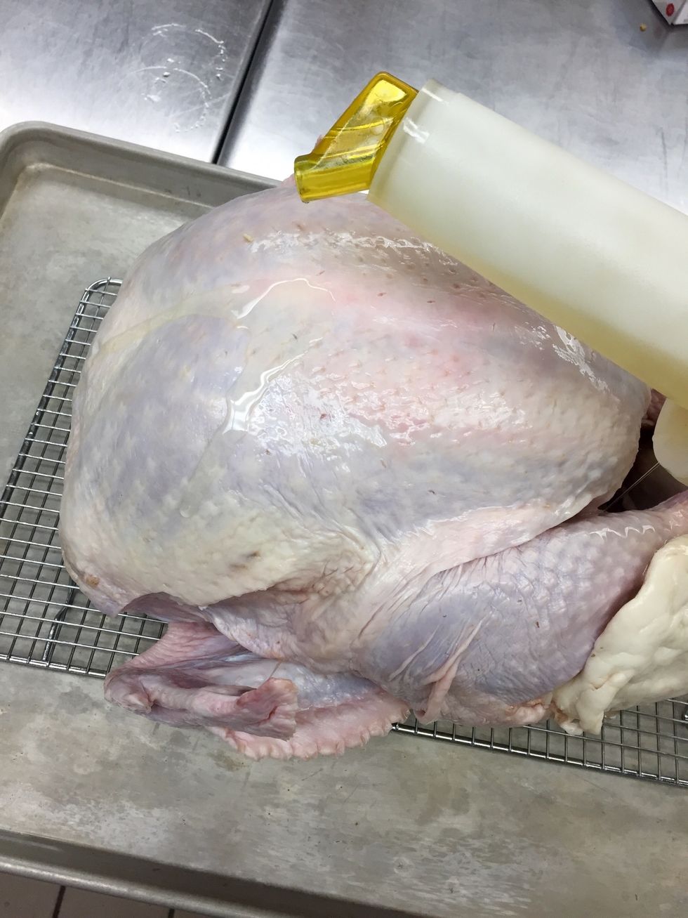 Apply a light coat of oil over the entire bird.