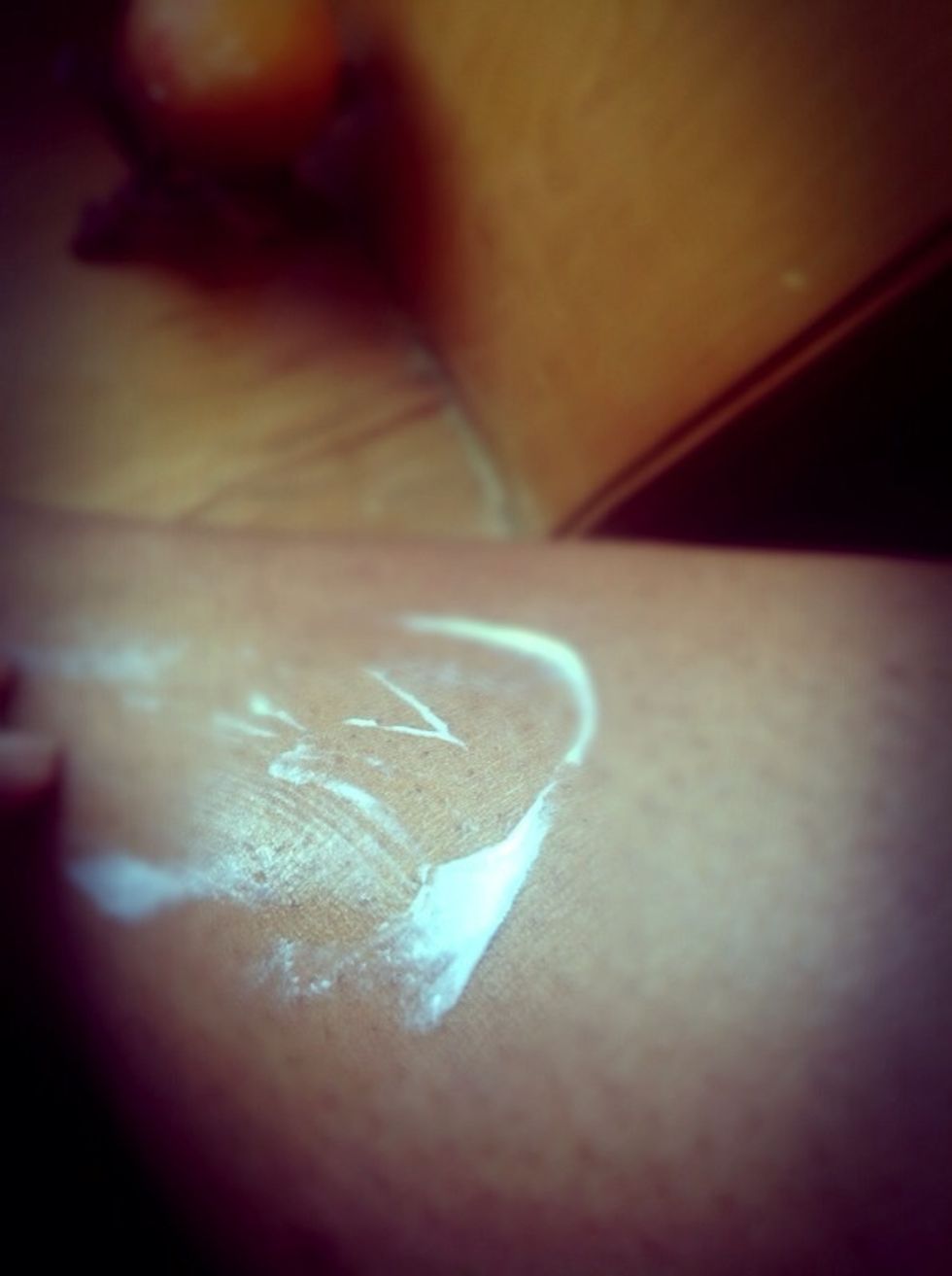 Apply a light moisturizing cream or lotion of choice, from your feet upwards
