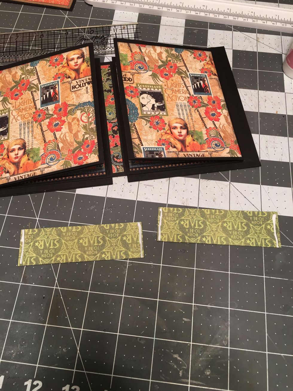 Apply a line of glue to each END on the back side of your belly band pieces.