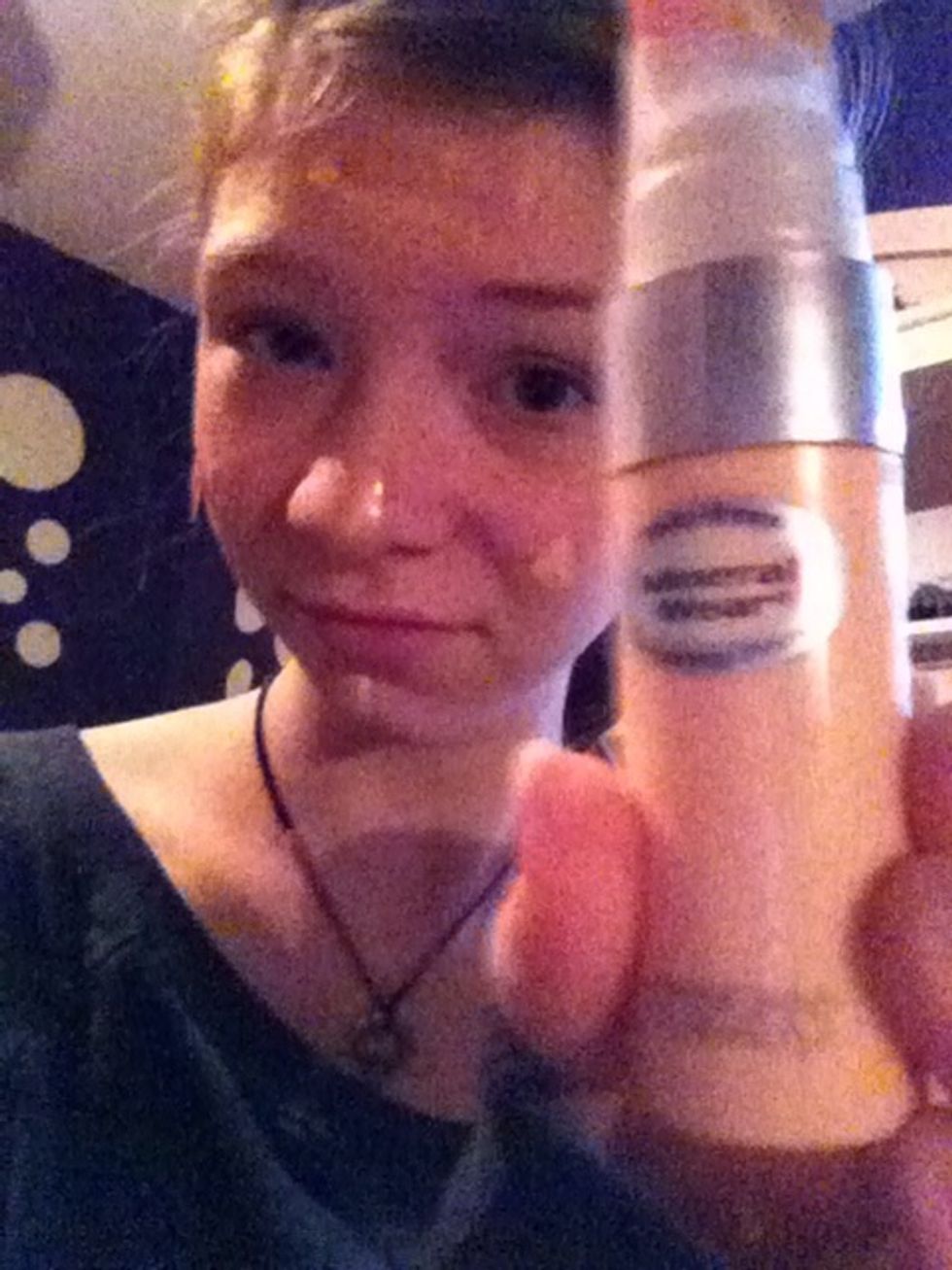 Apply a primer, I'm using one by Physician's Formula(: apply it in dots around your face, and blend in thoroughly