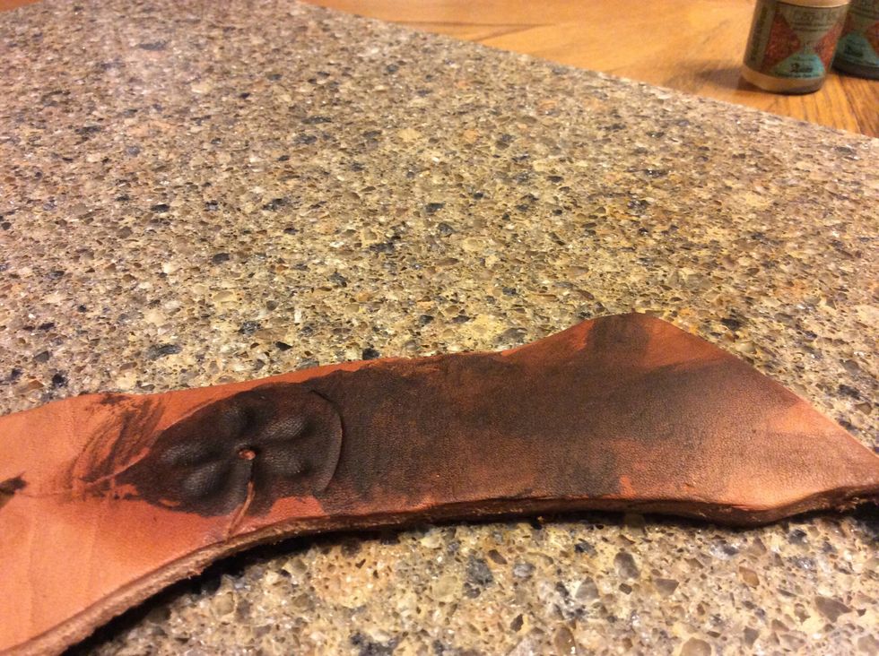 Apply an even coat of stain over the parts you want stained.